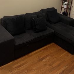 Charcoal gray Full Size Sofa bed, L Shaped