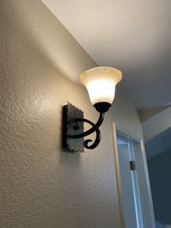 Bronze Finish Glass Wall Sconce Light