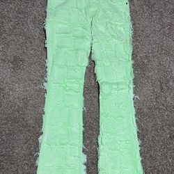 Valabasas Lime Green Stacked Jeans