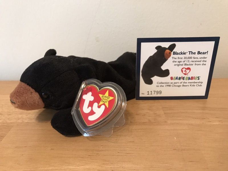 1998 TY Chicago Bears Kids Club Blackie The Bear