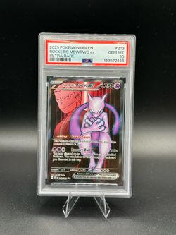 2025 POKEMON DESTINED RIVALS ULTRA RARE #213 TEAM ROCKET'S MEWTWO EX PSA 10