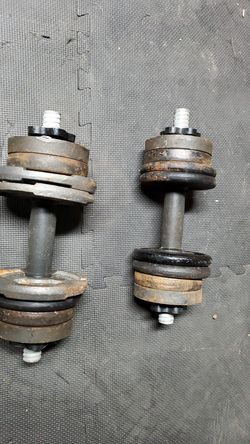 Two 20lb adjustable dumbells