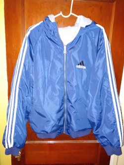REVERSIBLE | ADIDAS Windbreaker | Puffer Jacket | 90s Hoodie | 90s Windbreaker | Adidas Jacket | Adidas Sweatshirt | Navy | Gray | Vintage large $60
