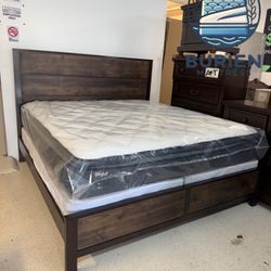 King Size Bed Frame With Mattress Set! New!