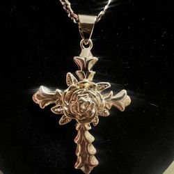 Beautiful rose cross necklace