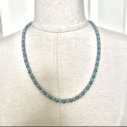 Silver Turquoise Beaded Necklace 