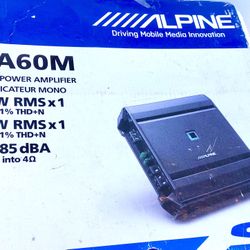 Alpine S2-A60M S-Series mono subwoofer amplifier — 600 watts RMS x 1 