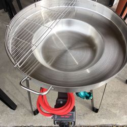 Comal grande con coladera para freír con vase y quemador para la casa!