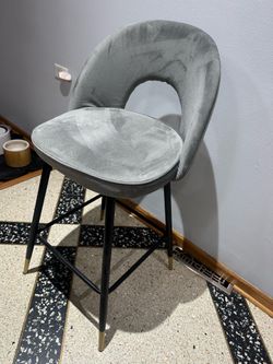 Grey velvet bar stool