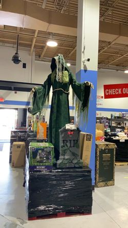 Animated Halloween Reaper with RIP Tombstone $150