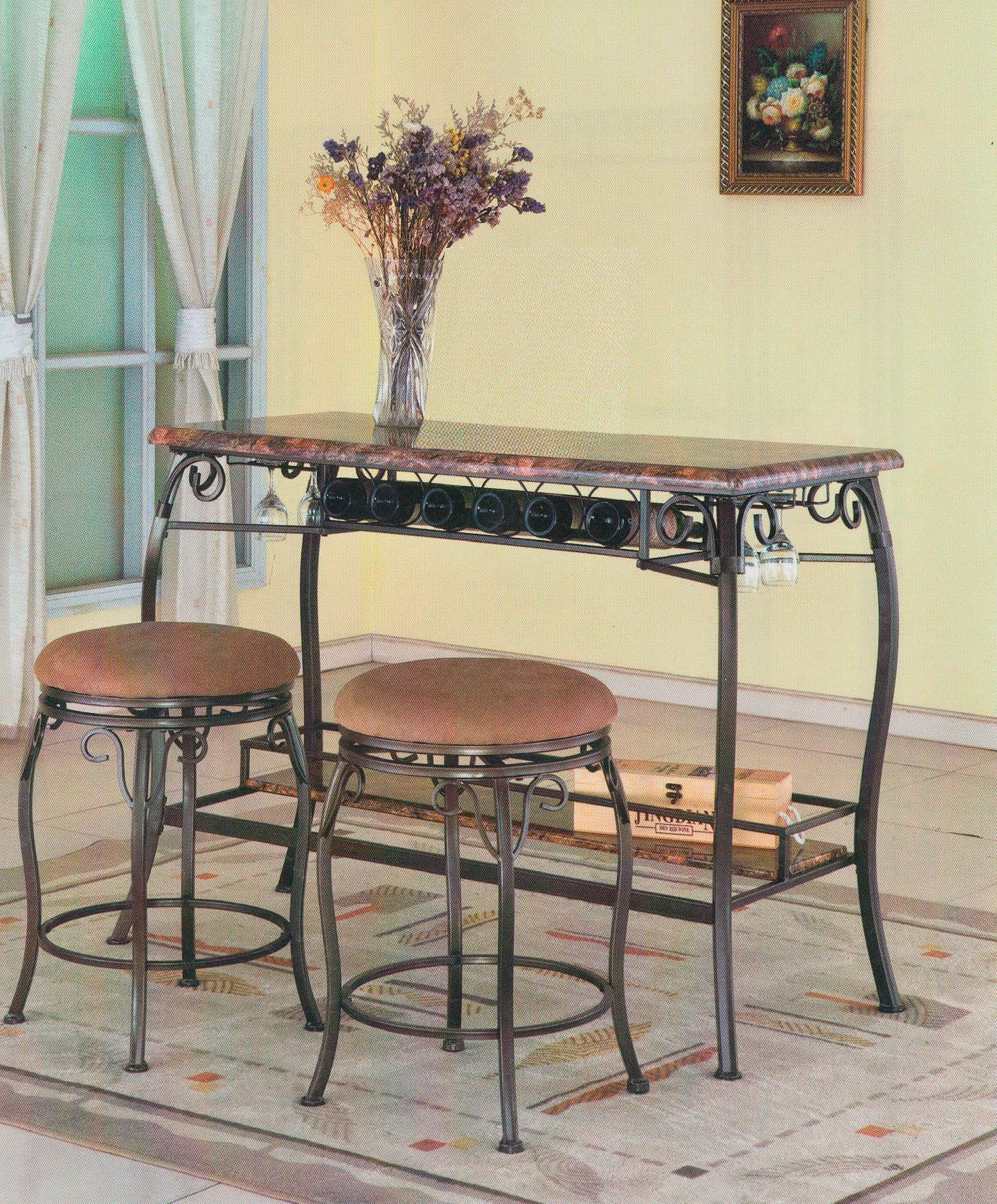 BAR TABLE (37"X49") WITH 2 STOOLS (16"X 25") - (RTA) HD982