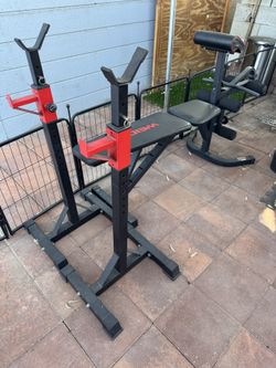 Workout bench, Weights, Punching Bag