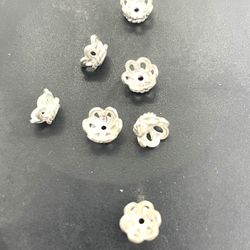 Lot Of 7 Sweet Sterling Bead Caps