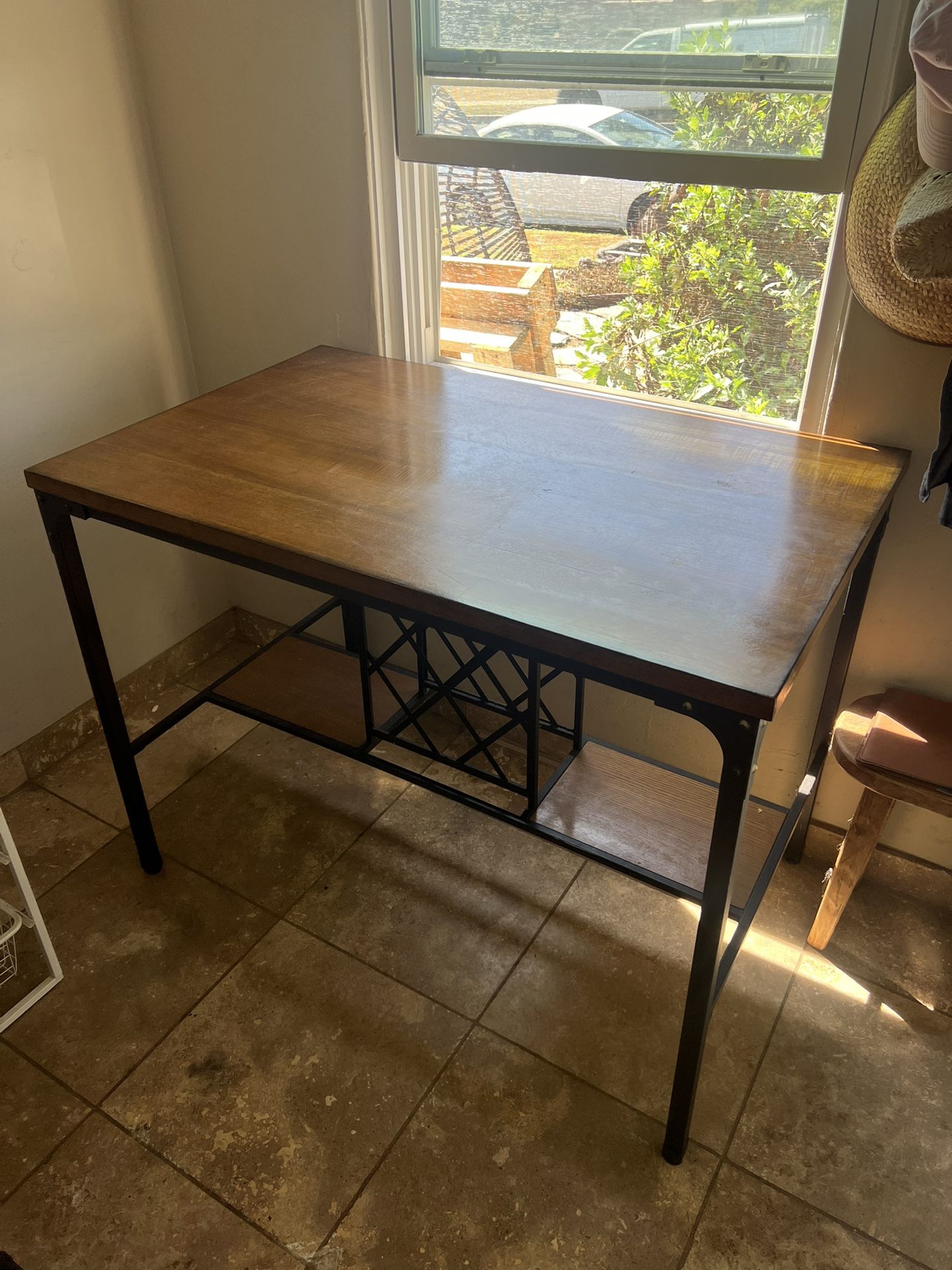 Industrial Bar Table with Stools – Wood & Metal Pub Set