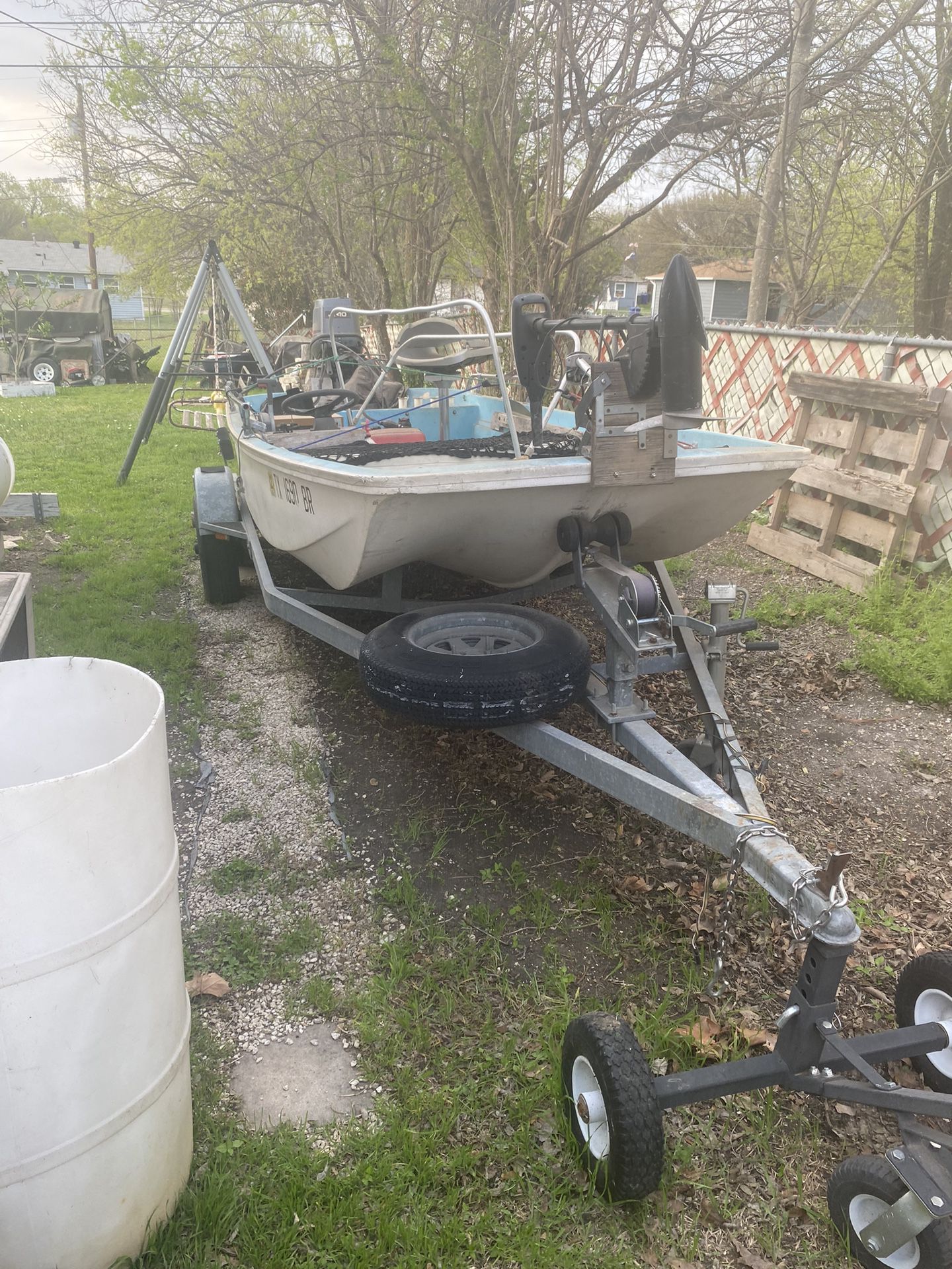 All items in the 96- year Bosto Whaler 18’ Boat Motor needs position lock adjustment don’t have the time