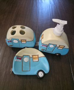 Restroom set, soap, toothbrushes, hand soap