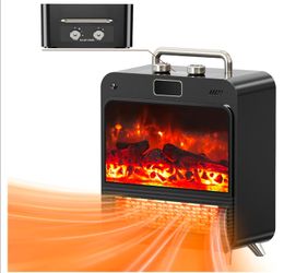 Electric Fireplace Heater, 3-IN-1 Portable Fireplace Heaters for Indoor Use, 750/1500W Space Heater Indoor, Realistic 3D Flame, 2 Heating and Fan Mode