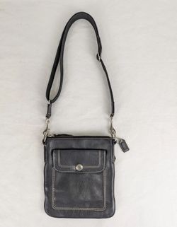Coach Black Leather Top Zip Crossbody Handbag Purse Snap Pocket