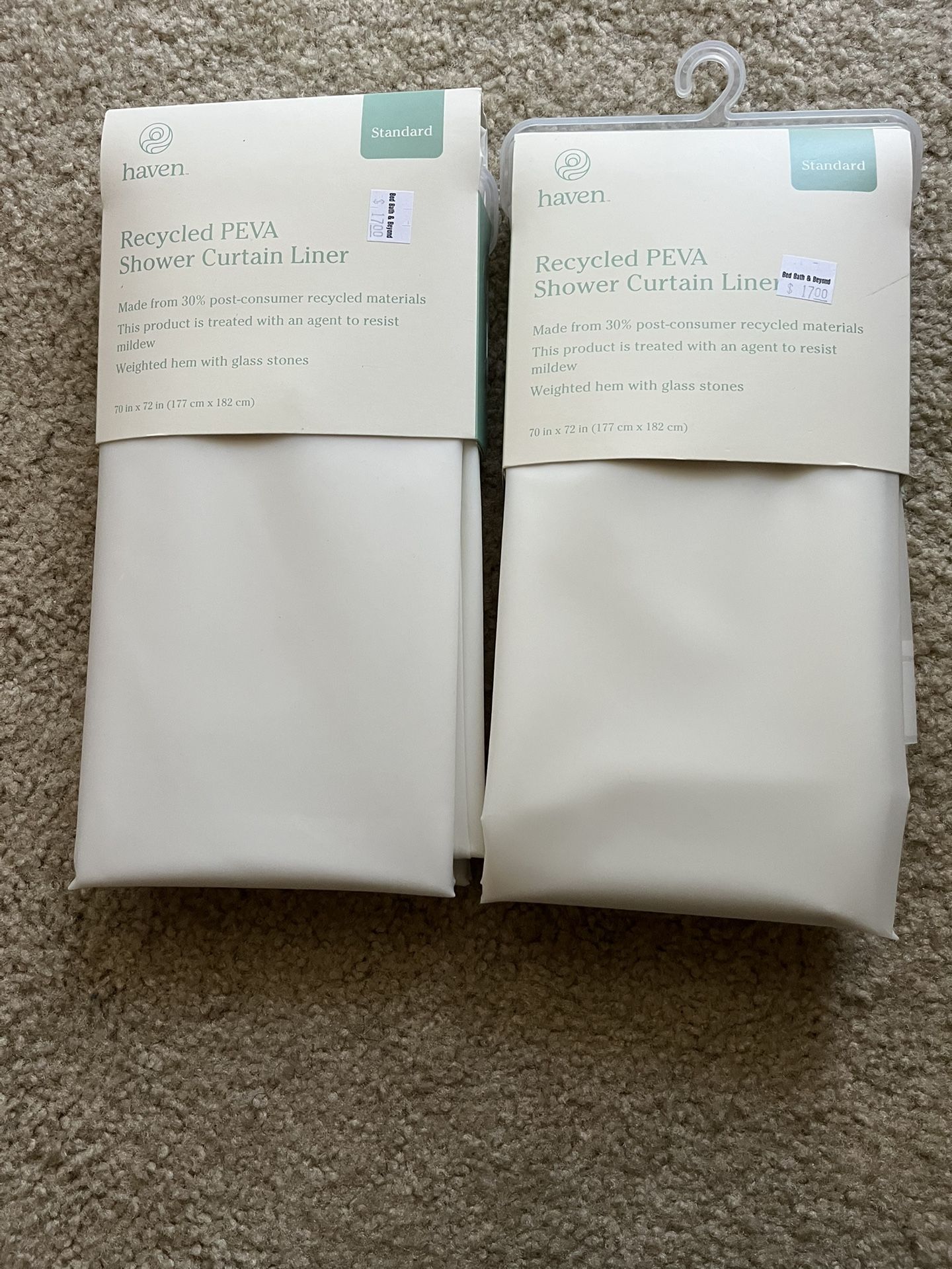 Haven Recycled PEVA Shower Curtain Liner