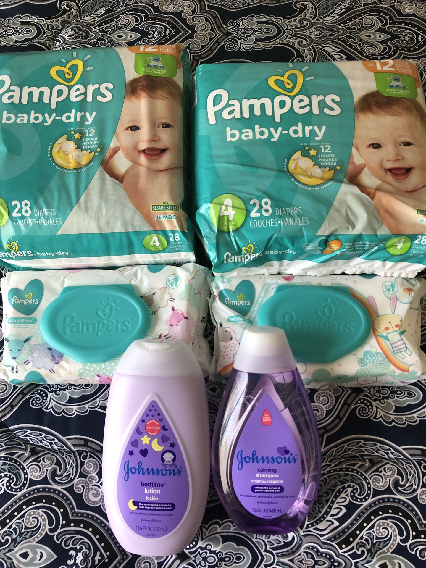 Pampers no 4 , wipes , Johnson and Johnson