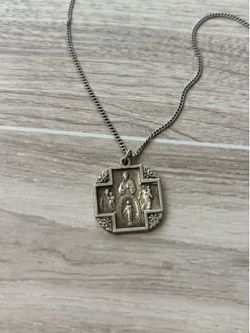 Vintage Catholic Sterling Silver Necklace & Pendant
