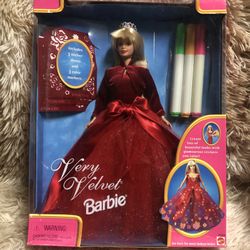 Very Velvet Barbie Doll 1998 Mattel 20528 With 3 Sticker Sheets and 3 Markers
