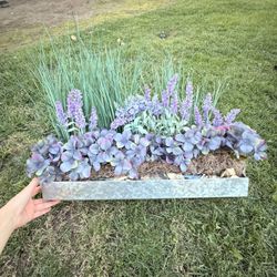 Hanging Metal Planter with Faux Floral Arrangement