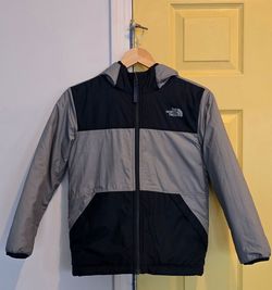 The North Face Reversible Hooded Jacket, Blue/Gray, Boys Small (7/8)