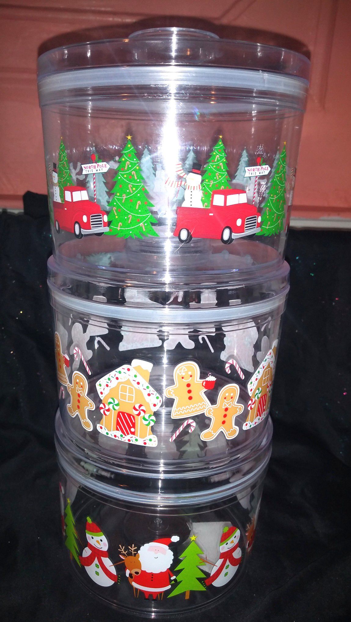 Stackable Festive Cookie Jars.
