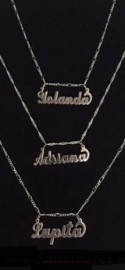Sterling silver name plates with chain