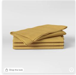 4pk Cotton Easy Care Napkins Yellow - Threshold