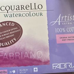 NEW Fabriano Artistico Watercolor Hot Pressed Paper 10”X14” 