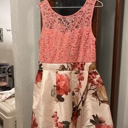 Semi Formal Coral Floral Dress 