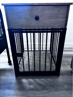 Furniture dog crate with drawer