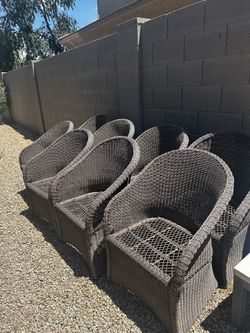8 All Weather Wicker Chairs