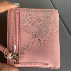 Coach pink Leather Rosa Print Zip around Wallet