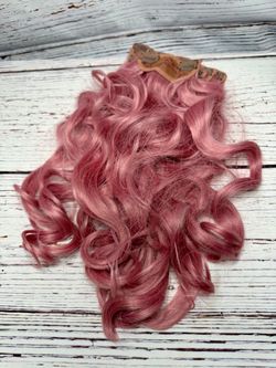 Pink Curly Clip-In Hair Extensions