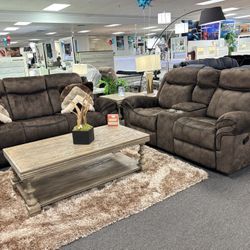 Brown Microfiber SOFA&LOVESEAT Set W/4 Manual Recliners For Sale (we Deliver) Furniture Closeout