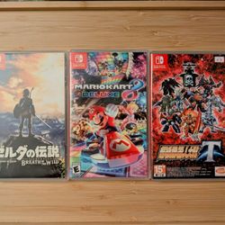 Mario Kart 8 Deluxe, Legend of Zelda Breath of the Wild, Super Robot Wars T for Nintendo Switch Games