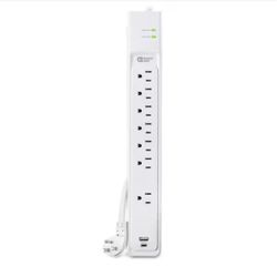 6 ft. 7-Outlet Surge Protector with USB in White