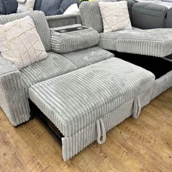 ✅️✅️2-Piece Convertible Sectional
Sleeper Sofa W/Fold-Down Table & Chaise Storage✅️