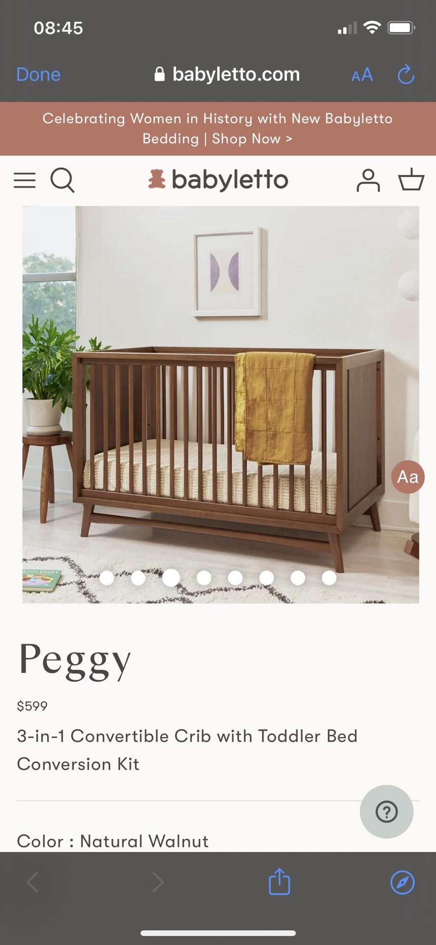 Babyletto Peggy 3-in-1 Crib With Organic Naturpedic Mattress