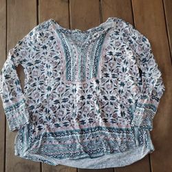 Lucky Brand Bohemian Style Vintage Tunic Gorgeous Color Combination Sz Large