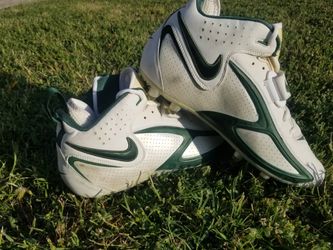 New Nike Zoom molded football cleats dark green/white with strap size 12.5