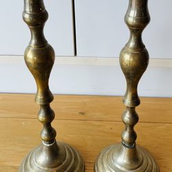 2 Metal Candleholders 13 1/2” Tall.