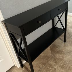 (NEW) 40” Wide Black Console Table W/ Drawers