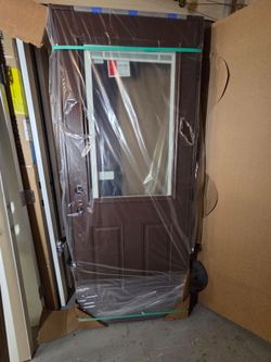 Brand New 32W x 80H Exterior Door with Blinds Between Glass.