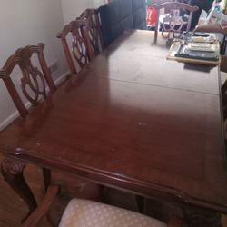 8 Ft Cherrywood Dining Table and Chairs 