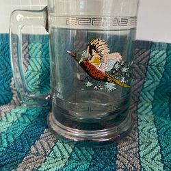 Vintage Libbey turkey gamebird glass mug with handle