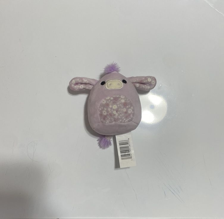 Mini Squishmallow Purple Cow Plush – 3.5” Floral Belly 
